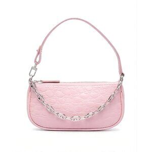 BY FAR Mini Rachel Croc-Effect Leather Bag in Pink